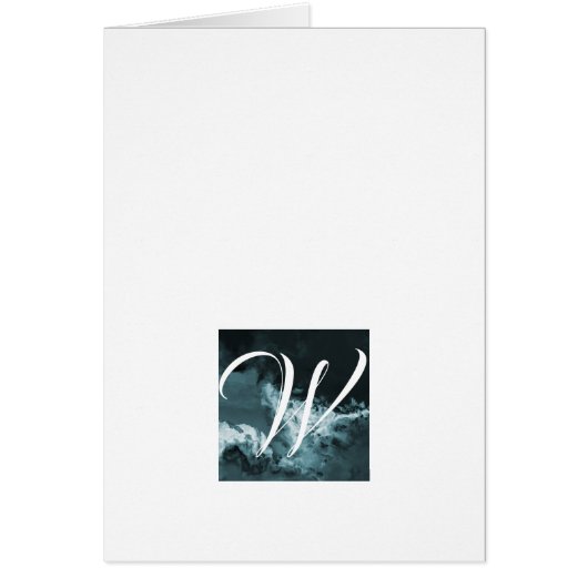 Simple Script Monogram Note Cards - Stormy (Voorkant)