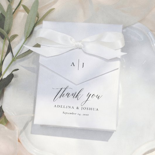 Simple Script Monogram Thank You Wedding Bedankdoosjes
