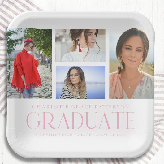 Simple Script Multi Photo Afstudeerder Graduparty Papieren Bordje