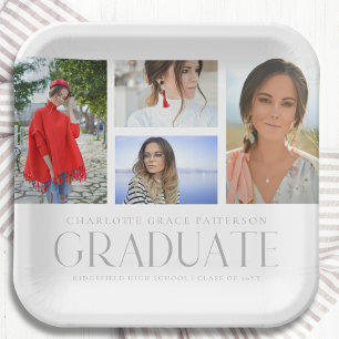 Simple Script Multi Photo Afstudeerder Graduparty Papieren Bordje
