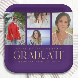 Simple Script Multi Photo Afstudeerder Graduparty Papieren Bordje