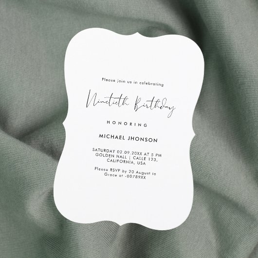 Simple Script Ninetieth Anniversaire Invitation