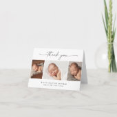 Simple Script Photo Collage Baby Bedankkaart (Voorkant)