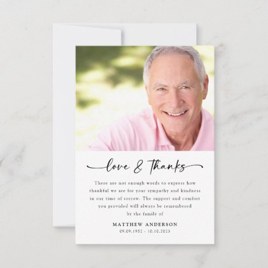Simple Script Photo Funeral Bedankkaart (Voorkant)