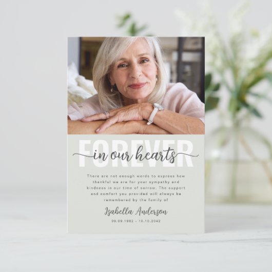 Simple Script Photo Funeral Bedankkaart (Staand voorkant)