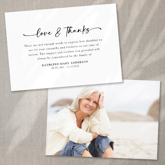 Simple Script Photo Funeral Bedankkaart