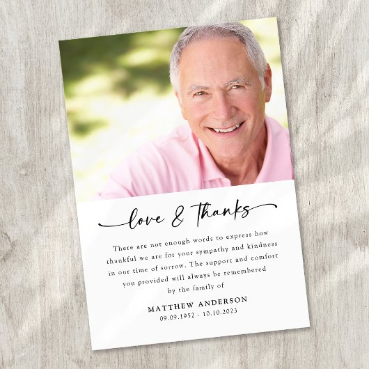 Simple Script Photo Funeral Bedankkaart
