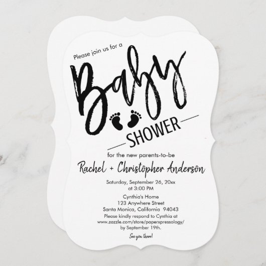 Simple Script Pregnancy AnnounBaby shower Kaart (Voorkant / Achterkant)