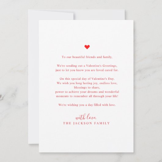 Simple Script Red Heart Carte de Saint Valentin Ph (Dos)