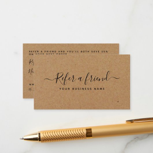 Simple Script Rustic Country Kraft Carte de référe (Devant/Arrière en situation)