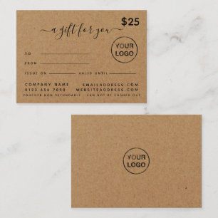 Simple Script Rustic Country Kraft Cartes Cadeaux