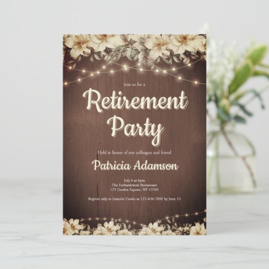 Simple Script Rustique Retraite Party Invitation (Debout devant)