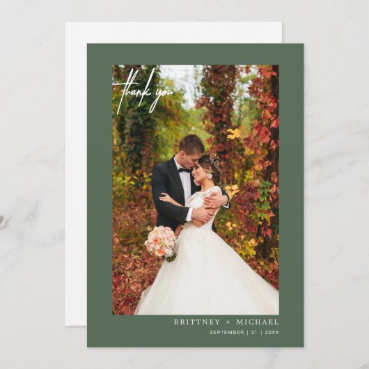 Simple Script Sage Vert Merci photo moderne (Devant / Derrière)