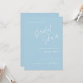 Simple Script Soft Blue Bridal Douche invitation (Devant/Arrière en situation)