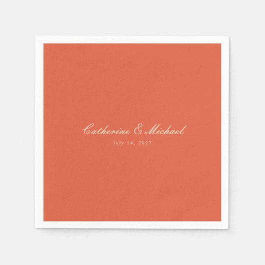 Simple Script Sunset Orange Wedding Servet (Voorkant)