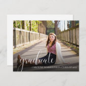 Simple Script Typography Photo Graduparty Kaart (Voorkant / Achterkant)