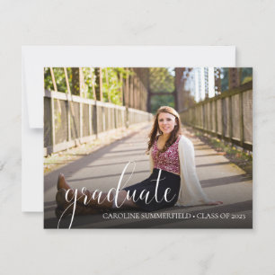 Simple Script Typography Photo Graduparty Kaart
