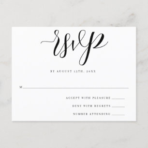 Simple Script Wedding Response RSVP Card Briefkaar Briefkaart