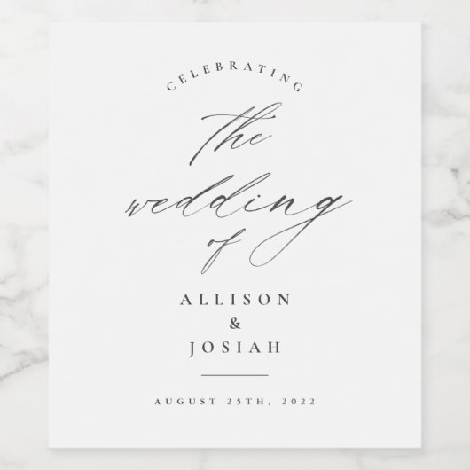 Simple Script White Wedding Wijn Etiket (Enkel label)