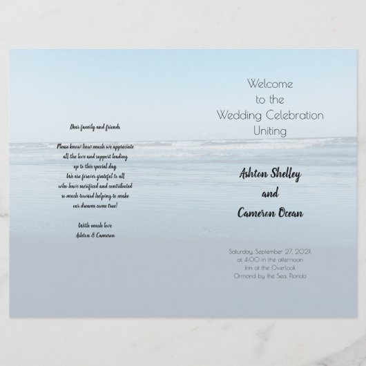 Simple Seacoast Ceremonony Folded Wedding Program (Voorkant)