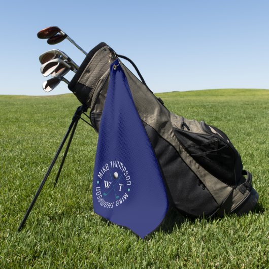 Simple serviette bleu Monogram pour un joueur de g (Vert)