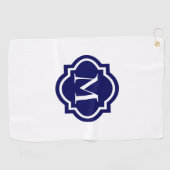 Simple serviette de golf de Monogramme blanc (Horizontal)
