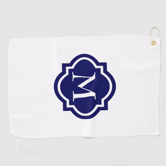 Simple serviette de golf de Monogramme blanc (Horizontal)