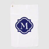 Simple serviette de golf de Monogramme blanc (Devant)