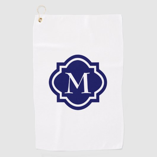 Simple serviette de golf de Monogramme blanc (Devant)
