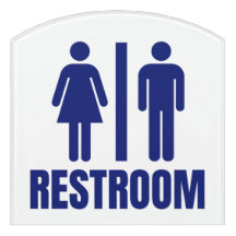 Simple Signe de Salle de Bain Toilette Bleu et Bla