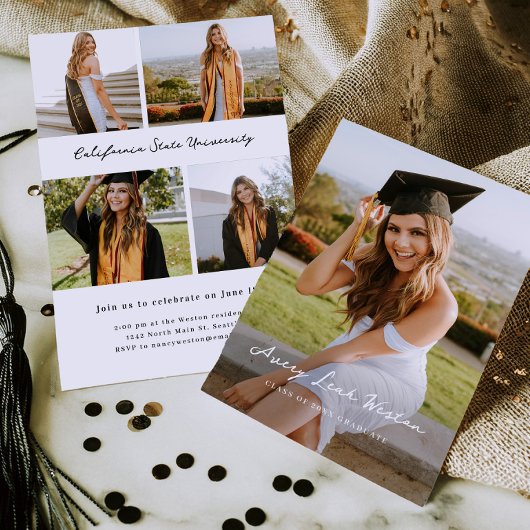  Simple Signed Photo Graduation Invitation Card 