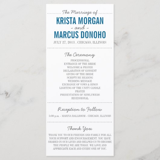 Simple Silhouettes Programme de mariage Rack Card- (Devant)