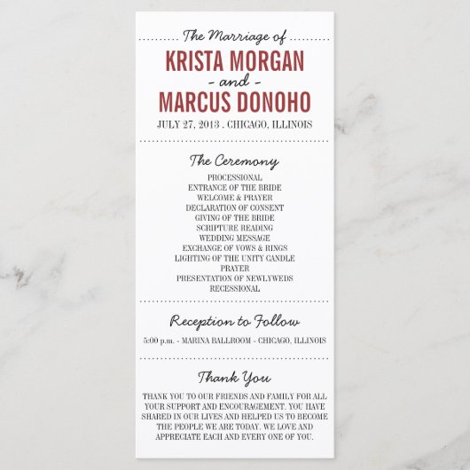 Simple Silhouettes Programme de mariage Rack Card  (Devant)