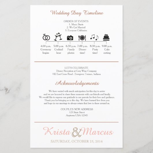 Simple Silhouettes Wedding Program (Achterkant)