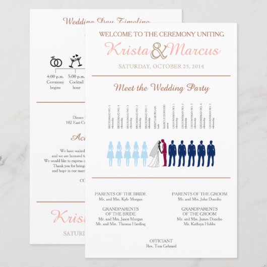 Simple Silhouettes Wedding Program (Voorkant / Achterkant)