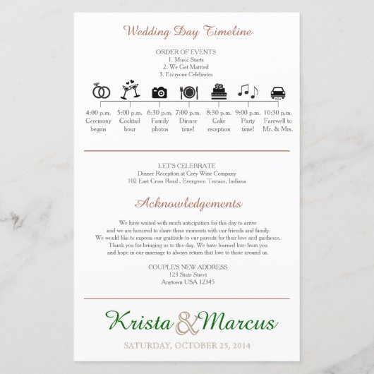 Simple Silhouettes Wedding Program (Achterkant)