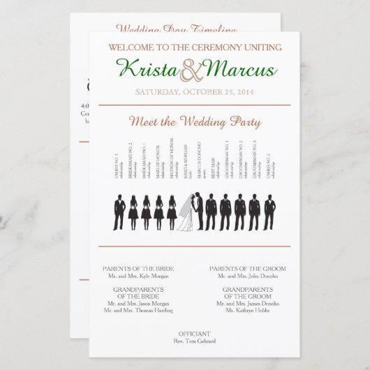 Simple Silhouettes Wedding Program (Voorkant / Achterkant)