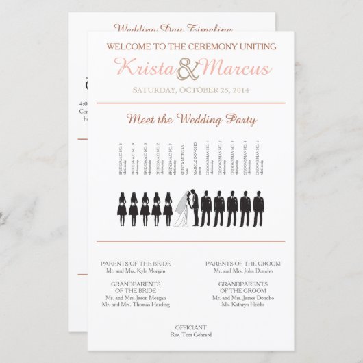 Simple Silhouettes Wedding Program (Voorkant / Achterkant)