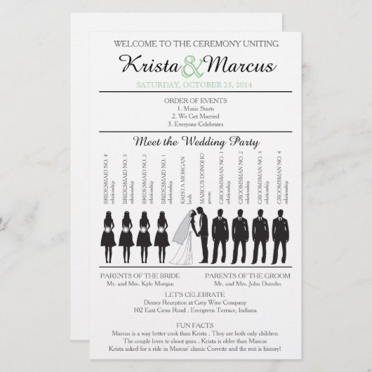 Simple Silhouettes Wedding Program Flyer-2B (Voorkant / Achterkant)
