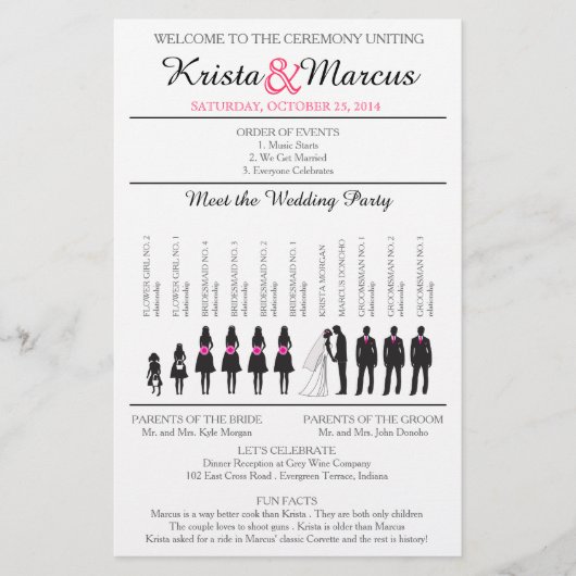 Simple Silhouettes Wedding Program Flyer-3 (Voorkant)