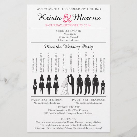 Simple Silhouettes Wedding Program Flyer-3RF (Voorkant)