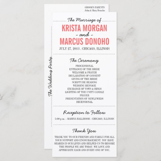 Simple Silhouettes Wedding Program Programma (Voorkant / Achterkant)