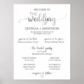 Simple Silver Foil Calligraphy Wedding Programme ( Poster (Voorkant)