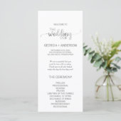 Simple Silver Foil Calligraphy Wedding Programme Programma (Staand voorkant)