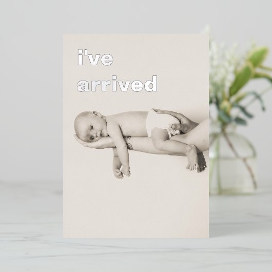 Simple Silver Foil garçon Photo Baby Faire-part (Debout devant)