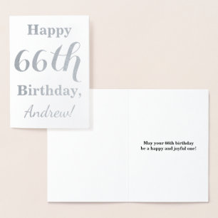 Simple Silver Foil "HAPPY 66th BIRTHDAY" + Naam Folie Kaarten