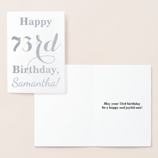Simple Silver Foil "HAPPY 73rd BIRTHDAY" + Naam Folie Kaarten (Display)