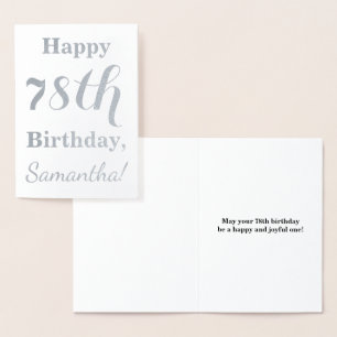 Simple Silver Foil "HAPPY 78th BIRTHDAY" + Naam Folie Kaarten