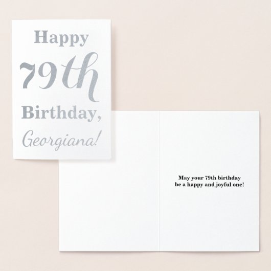 Simple Silver Foil "HAPPY 79th BIRTHDAY" + Naam Folie Kaarten (Display)