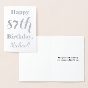 Simple Silver Foil "HAPPY 87th BIRTHDAY" + Naam Folie Kaarten